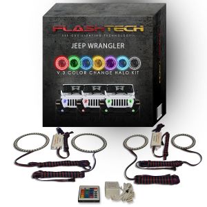 Jeep Wrangler JL V.3 Fusion Color Change Headlight & LED Halo Fog Light Kit 2018-2019 V.3 Fusion Color Change LED Halo Headlight and Fog light Kit with IR Remote