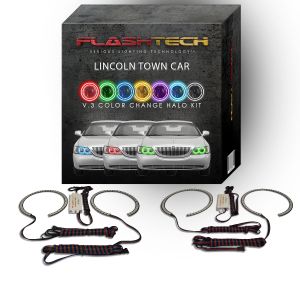 Lincoln Town Car V.3 Fusion Color Change LED Halo Headlight Kit 2005-2011