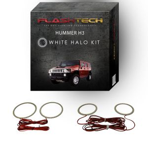 Hummer H3 White Headlight & LED Halo Fog Light Kit 2006-2010