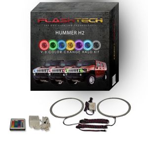 Hummer H2 2003-2009 V.3 Fusion Color Change LED Halo Headlight Kit with IR Remote