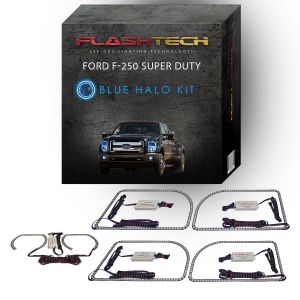 Ford 250 /Ford F350 V.3 Fusion Color Change Headlight & LED Halo Fog Light Kit 2011-2015 Blue LED Halo Headlight and Fog light Kit