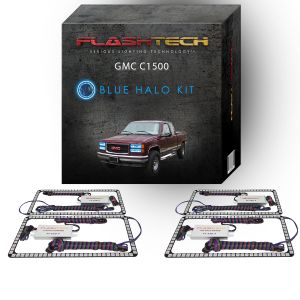 GMC 1500 V.3 Color Change Upper & Lower Blinker Halo Headlight Kit 1988-1998 OBS Blue LED Halo Headlight Kit