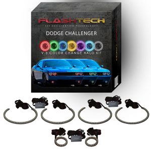 Dodge Challenger Multi Color Change External Waterproof LED Halo HeadLight Fog Light Kit 2008-2014