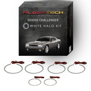 Dodge Challenger Projector White Headlight & LED Halo Fog Light Kit 2008-2014