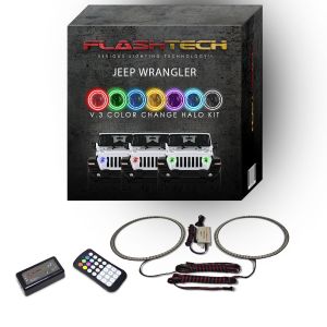 Jeep Wrangler JL 2018-2019 V.3 Fusion Color Change LED Halo Headlight Kit with Colorfuse RF Remote