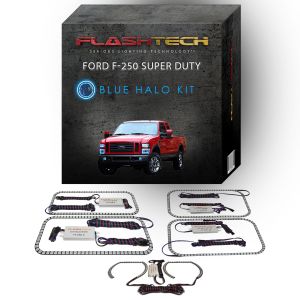 Ford 250 /Ford F350 V.3 Fusion Color Change Headlight & LED Halo Fog Light Kit 2008-2010 Blue LED Halo Headlight and Fog light Kit