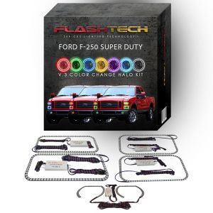 Ford 250 /Ford F350 V.3 Fusion Color Change Headlight & LED Halo Fog Light Kit 2008-2010