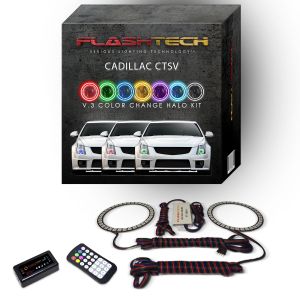 Cadillac CTS-V 2008-2015 V.3 Fusion Color Change LED Halo Headlight Kit with Bluetooth RF Remote