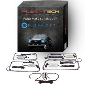 Ford 250 /Ford F350 V.3 Fusion Color Change Headlight & LED Halo Fog Light Kit 2005-2007 Blue LED Halo Headlight and Fog light Kit