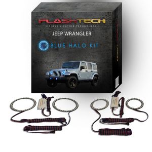 Jeep Wrangler V.3 Fusion Color Change Headlight & LED Halo Fog Light Kit 1997-2015 Blue LED Halo Headlight and Fog light Kit