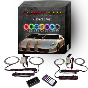 Nissan 370z 4 rings 2009-2016 V.3 Fusion Color Change LED Halo Headlight Kit with Bluetooth RF Remote