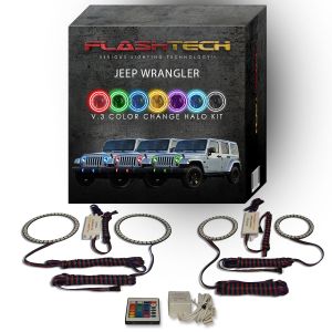 Jeep Wrangler V.3 Fusion Color Change Headlight & LED Halo Fog Light Kit 1997-2015 V.3 Fusion Color Change LED Halo Headlight and Fog light Kit with IR Remote