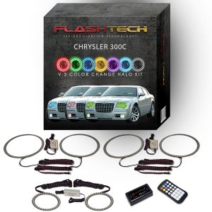 Chrysler 300c V.3 Fusion Color Change Headlight & LED Halo Fog Light Kit 2005-2010 V.3 Fusion Color Change LED Halo Headlight and Fog light Kit with bluetooth RF Remote