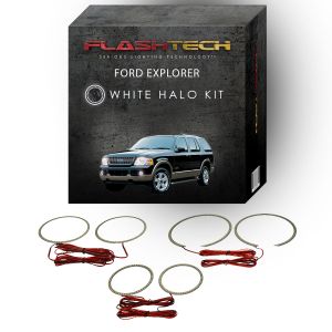 Ford Explorer White Headlight & LED Halo Fog Light Kit 2002-2005