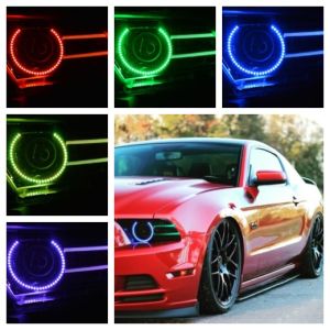 Ford Mustang Projector V.3 Fusion Color Change LED Halo and DRL Headlight Kit 2013-2014
