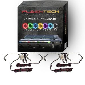 Chevrolet Avalanche V.3 Fusion Color Change LED Halo Headlight Kit 2003-2006 (Cladded)