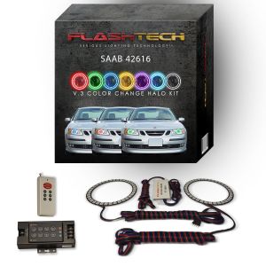 Saab 9-3 2003-2007 V.3 Fusion Color Change LED Halo Headlight Kit with RF Remote