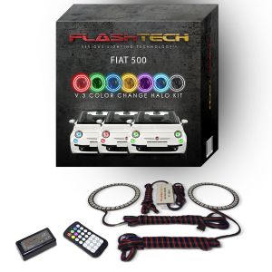 Fiat 500 2012-2013 V.3 Fusion Color Change LED Halo Headlight Kit with Colorfuse RF Remote