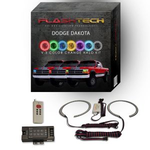 Dodge Dakota 1991-1996 V.3 Fusion Color Change LED Halo Headlight Kit with RF Remote