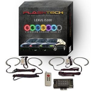 Lexus IS300 2001-2005 V.3 Fusion Color Change LED Halo Headlight Kit with RF Remote