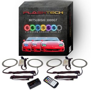 Mitsubishi 3000GT 1994-1998 V.3 Fusion Color Change LED Halo Headlight Kit with Bluetooth RF Remote