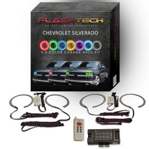 Chevrolet Silverado 1998-2002 V.3 Fusion Color Change LED Halo Headlight Kit with RF Remote