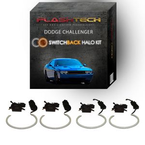 Dodge Challenger External Waterproof White & Amber Switchback LED Halo Headlight Kit 2008 - 2014