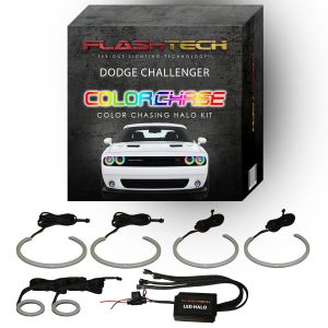 Dodge Challenger 2015-2019 Color Chase External Mount Waterproof LED Halo Headlight and Fog light Kit