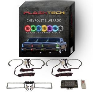 Chevrolet Silverado V.3 Fusion Color Change LED Halo Headlight Fog Light Kit 2007-2013 V.3 Fusion Color Change LED Halo Headlight and Fog light Kit with RF Remote