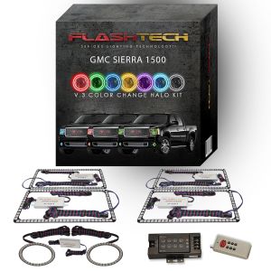 GMC Sierra V.3 Fusion Color Change Headlight & LED Halo Fog Light Kit 2007-2013 V.3 Fusion Color Change LED Halo Headlight and Fog light Kit with RF Remote
