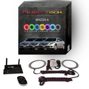 Mazda 6 2009-2010 V.3 Fusion Color Change LED Halo Headlight Kit with Wifi Remote