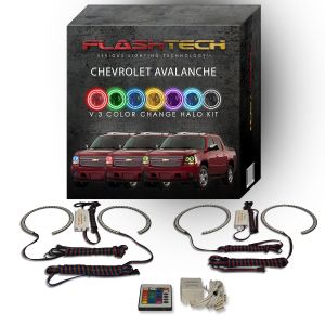 Chevrolet Avalanche 2007-2013 V.3 Fusion Color Change LED Halo Headlight Kit with IR Remote