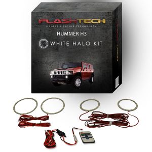 Hummer H3 White Headlight & LED Halo Fog Light Kit 2006-2010 White LED Halo Headlight and Fog light Kit with RF Remote
