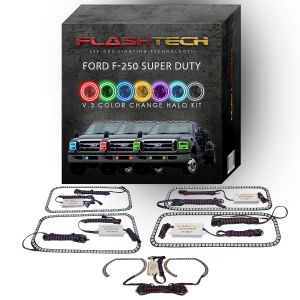 Ford 250 /Ford F350 V.3 Fusion Color Change Headlight & LED Halo Fog Light Kit 2005-2007