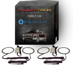 Ford F150 Projector V.3 Fusion Color Change Headlight & LED Halo Fog Light Kit 2013-2014 Blue LED Halo Headlight and Fog light Kit