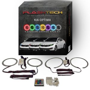 Kia Optima 2011-2013 V.3 Fusion Color Change LED Halo Headlight Kit with IR Remote
