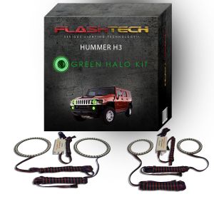 Hummer H3 V.3 Fusion Color Change Headlight & LED Halo Fog Light Kit 2006-2010 Green LED Halo Headlight and Fog light Kit