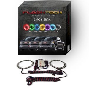 GMC Sierra V.3 Fusion Color Change External Waterproof LED Halo Fog Light Kit 2014-2016