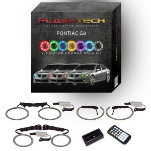 Pontiac G8 2008-2009 V.3 Fusion Color Change LED Halo Headlight and Fog light Kit with bluetooth RF Remote