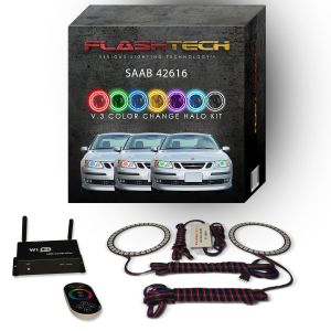 Saab 9-3 2003-2007 V.3 Fusion Color Change LED Halo Headlight Kit with Wifi Remote