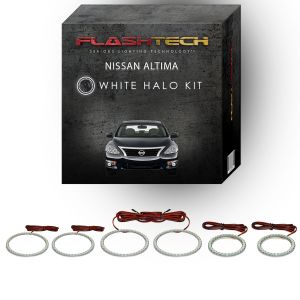 Nissan Altima Sedan White Headlight & LED Halo Fog Light Kit 2013-2015 