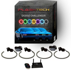 Dodge Challenger 2008-2014 V.3 Fusion Color Change External Mount Waterproof LED Halo Headlight Kit | Wifi Remote