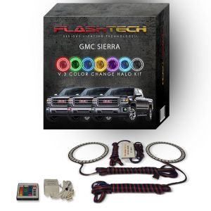 GMC Sierra V.3 Fusion Color Change External Waterproof LED Halo Fog Light Kit 2014-2016 V.3 Fusion Color Change External Mount Waterproof LED Halo Fog Light Kit with IR Remote