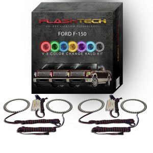 Ford F150 Projector V.3 Fusion Color Change Headlight & LED Halo Fog Light Kit 2013-2014