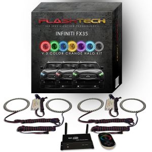 Infiniti FX35 2009-2012 V.3 Fusion Color Change LED Halo Headlight Kit with Wifi Remote