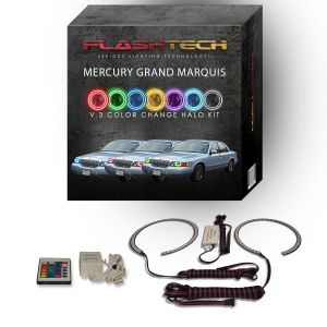 Mercury Grand Marquis 1998-2002 V.3 Fusion Color Change LED Halo Headlight Kit with IR Remote