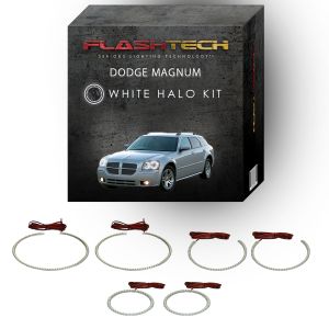 Dodge Magnum White Headlight & LED Halo Fog Light Kit 2005-2008
