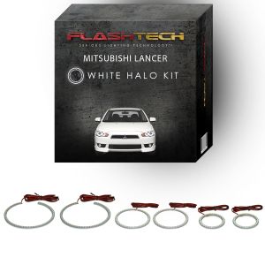 Mitsubishi Lancer White Headlight & LED Halo Fog Light Kit 2008-2016