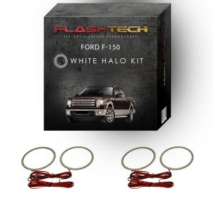 Ford F150 Projector White Headlight & LED Halo Fog Light Kit 2013-2014