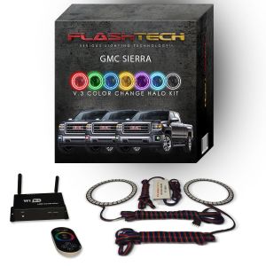GMC Sierra V.3 Fusion Color Change External Waterproof LED Halo Fog Light Kit 2014-2016 V.3 Fusion Color Change External Mount Waterproof LED Halo Fog Light Kit with Wifi Remote